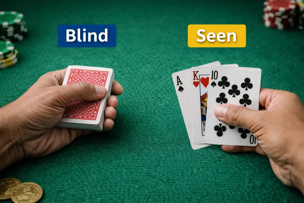 Player Holding Teen Patti Crads Secretly During Gameplay