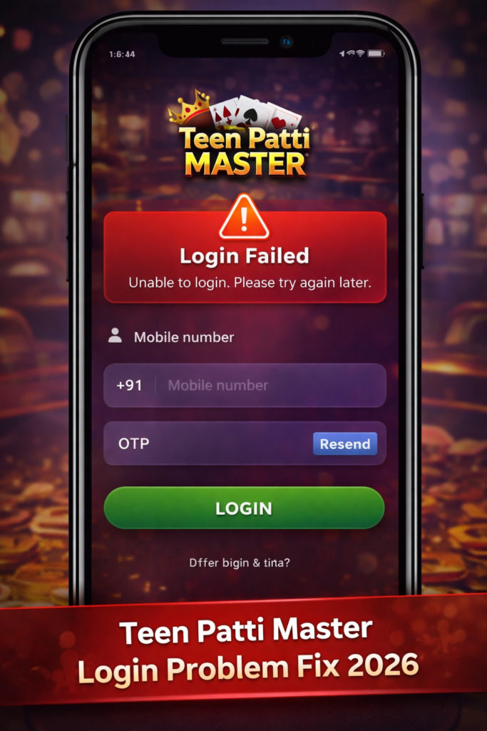 teen patti master login problem fix screen error 2026