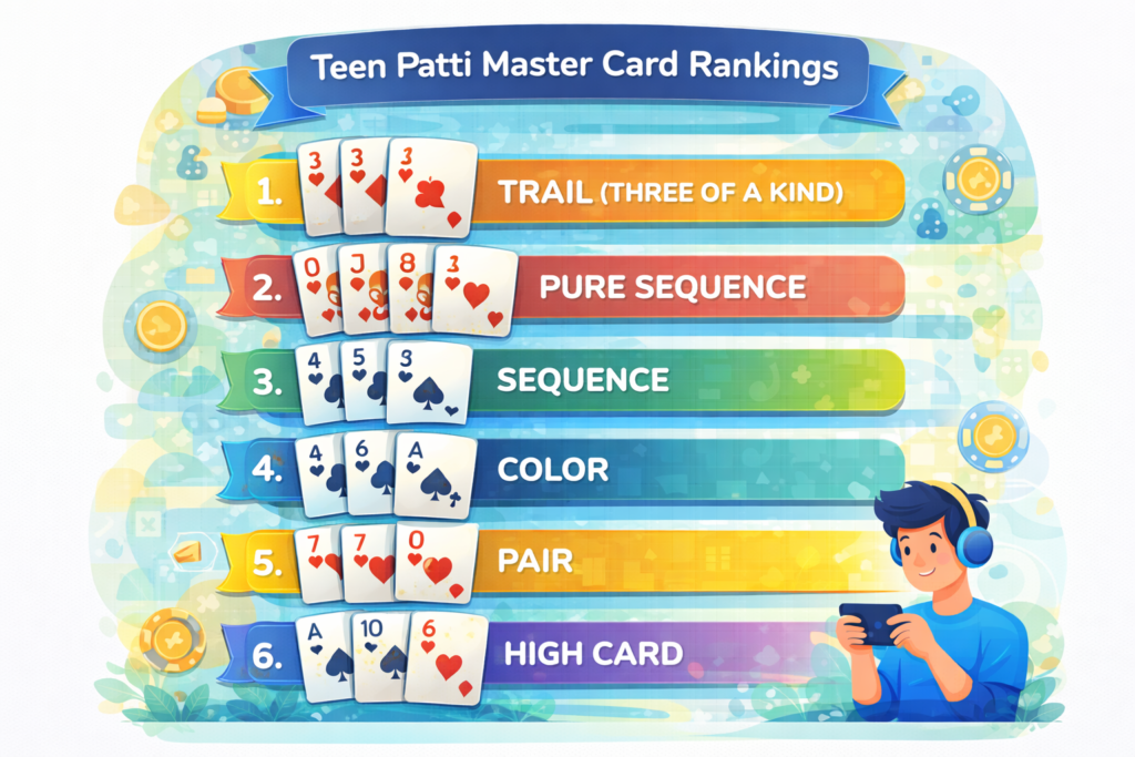 Teen Patti Master card rankings and combinations