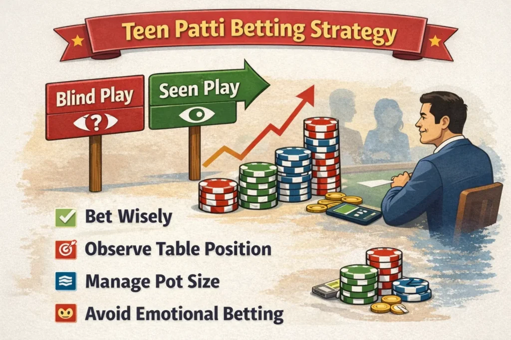 Teen Patti betting strategy example table