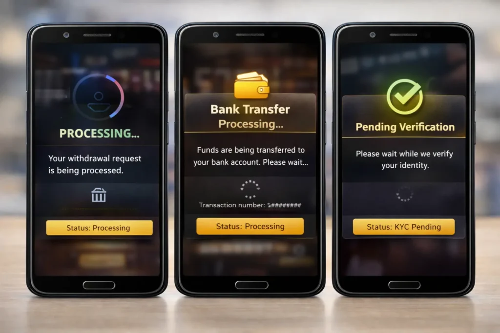 Teen Patti Master withdrawal processing status screen