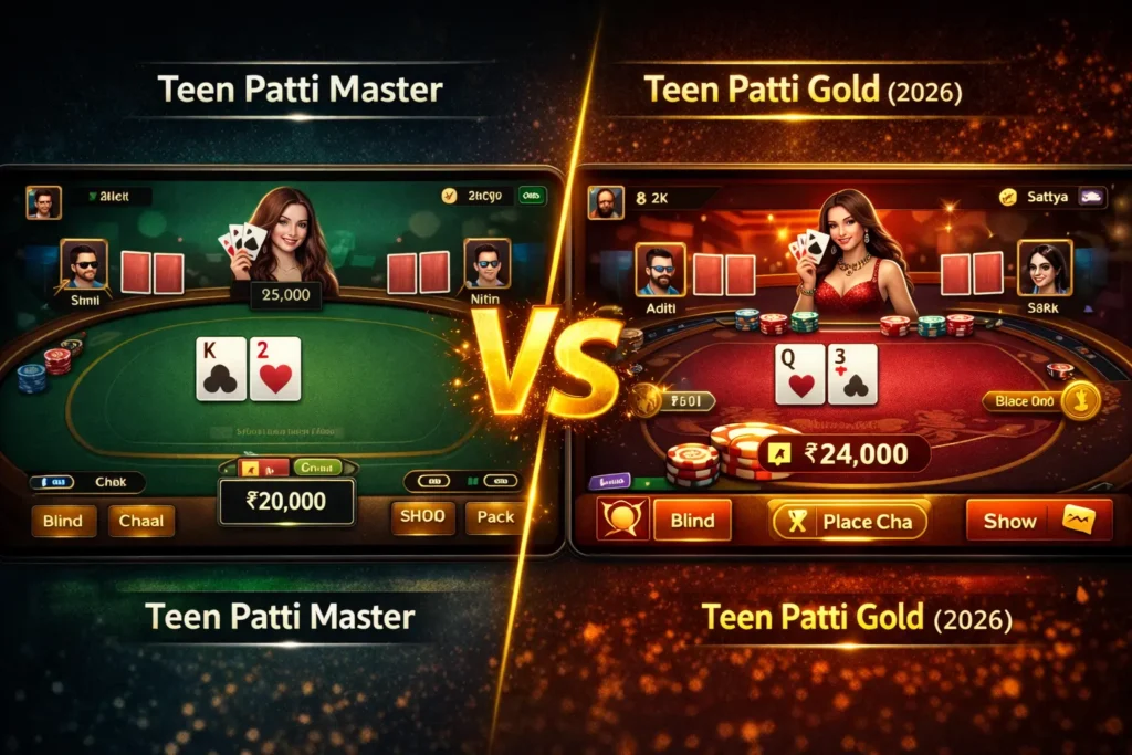Teen Patti Master vs Gold interface comparison 2026