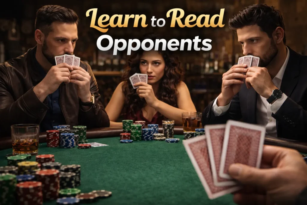 Teen Patti players observing opponents during gameplay