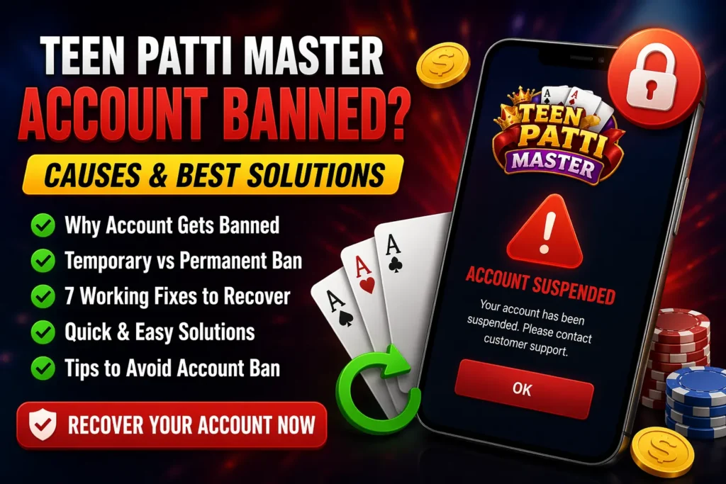 Teen Patti Master account banned problem solution guide
